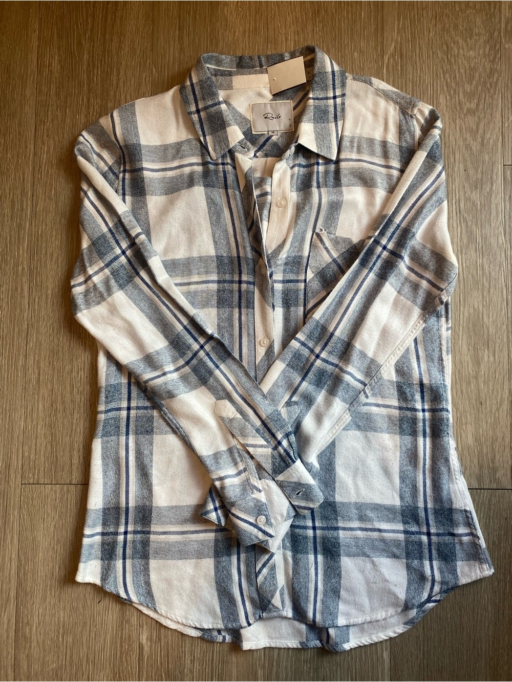 Rails Women's White and Blue Plaid Button-Down Shirt